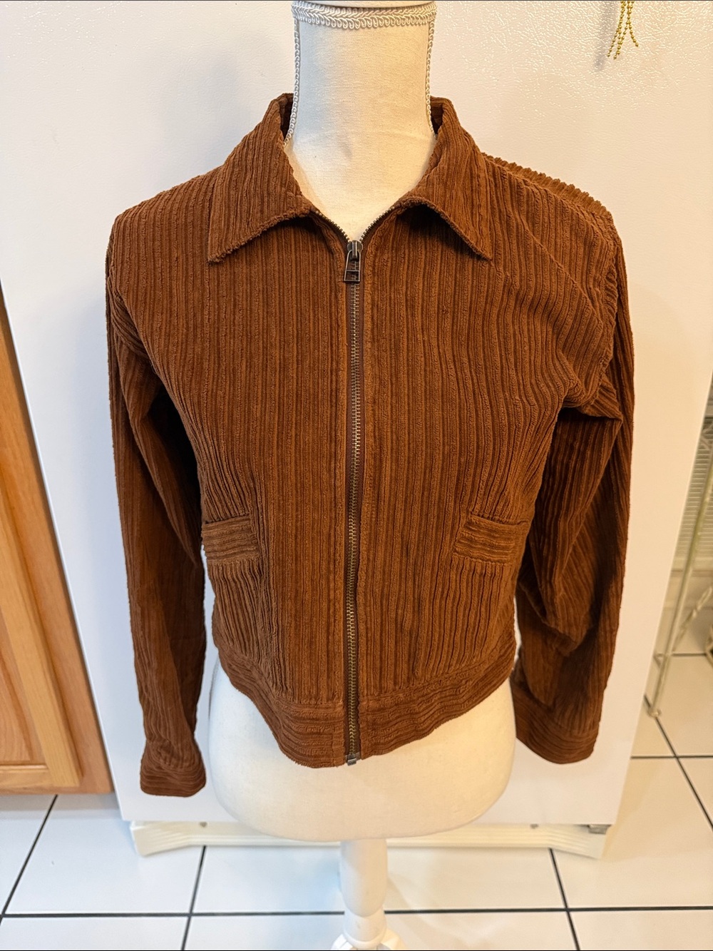 Vintage Y2K Andrew’s Jeans 100% Cotton Crinkle Zip Jacket  Sz M